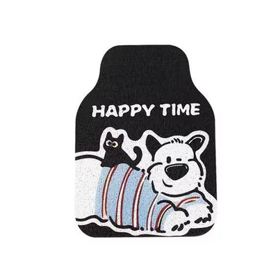 Mat, Mud-Resistant, Stain-Resistant, Durable, Avtomobil döşəmə paspasları - black-background-puppy-single-front-row-silk-loop-5060cm