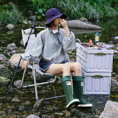 Couple's new thick-soled high-tube rain boots camping rain boots outdoor wading beam mouth river fishing waterproof anti-slip water shoes