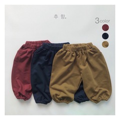 春秋款童裝兒童休閒燈籠褲韓版男女童毛圈針織褲長褲純色洋氣