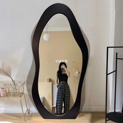 奶油镜子穿全身镜ins卧室衣镜不规则试衣家用异形芒果落地服装店