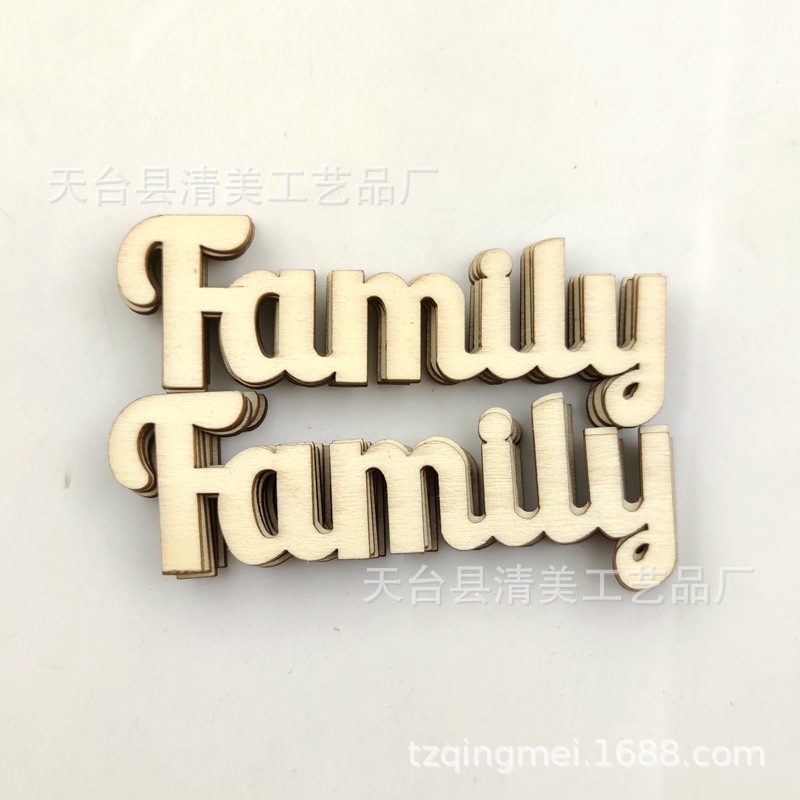 100*35mm letra hoja de madera palabra palabra familia hoja de madera decorativa 10 piezas en un paquete