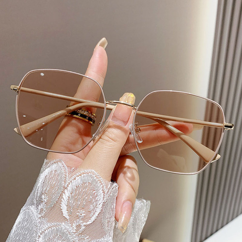 Prescription Blue Light Blocking Color-Changing Lightweight Makeup-Friendly Oversized Grey and Tea Tint Photochromic Sunglasses Wholesale
