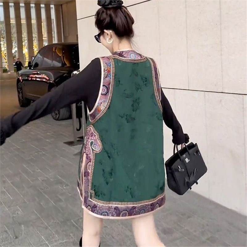 复古禅意气质绿色新中式国风马甲女春季新款独特小众改良汉服上衣|undefined