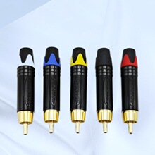 新款镀金黑壳RCA插头AV音频头KTV音响设备配件话筒调音台莲花插头