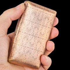 Double-Barrel Cigarette Case 20 Packs, Extended Slim Cigarette Case, Copper Cigarette Case, Metal Engraved Creative Personalized Men's Portable Business