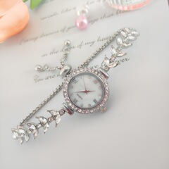 Cross-border Diamond-encrusted Mermaid Lady Watch with Adjustable Sliding Water Diamond Fish Tail Bracelet for Wholesale