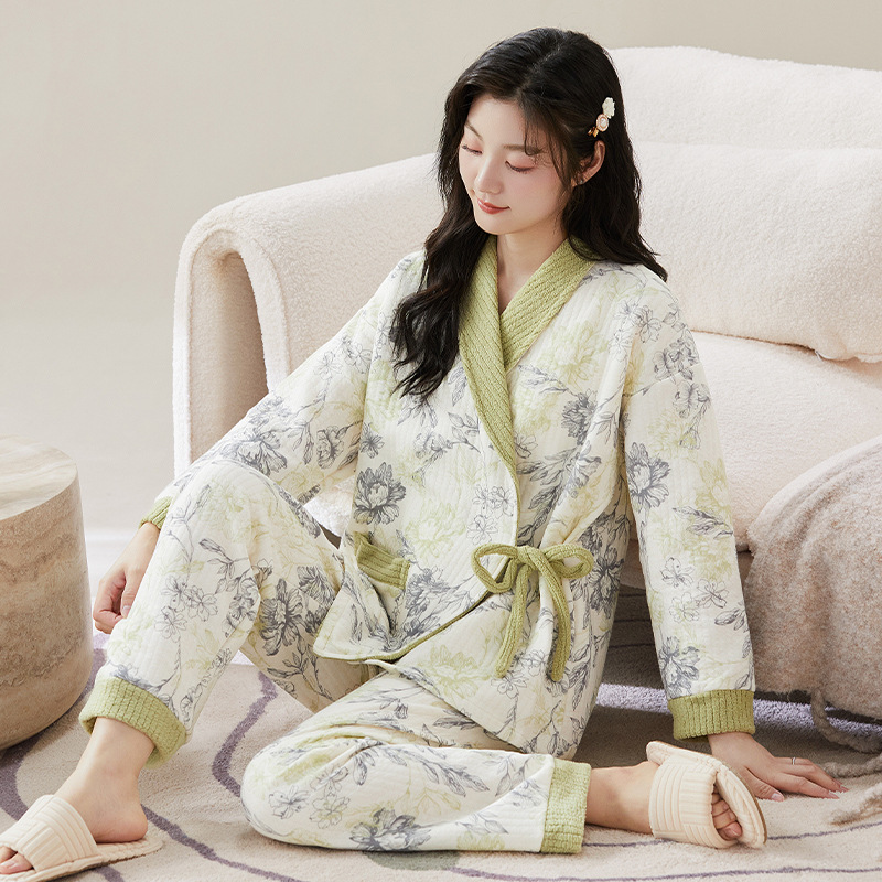 纯棉孕妇哺乳睡衣女空气棉秋冬产后喂奶月子服春秋产妇10月家居服