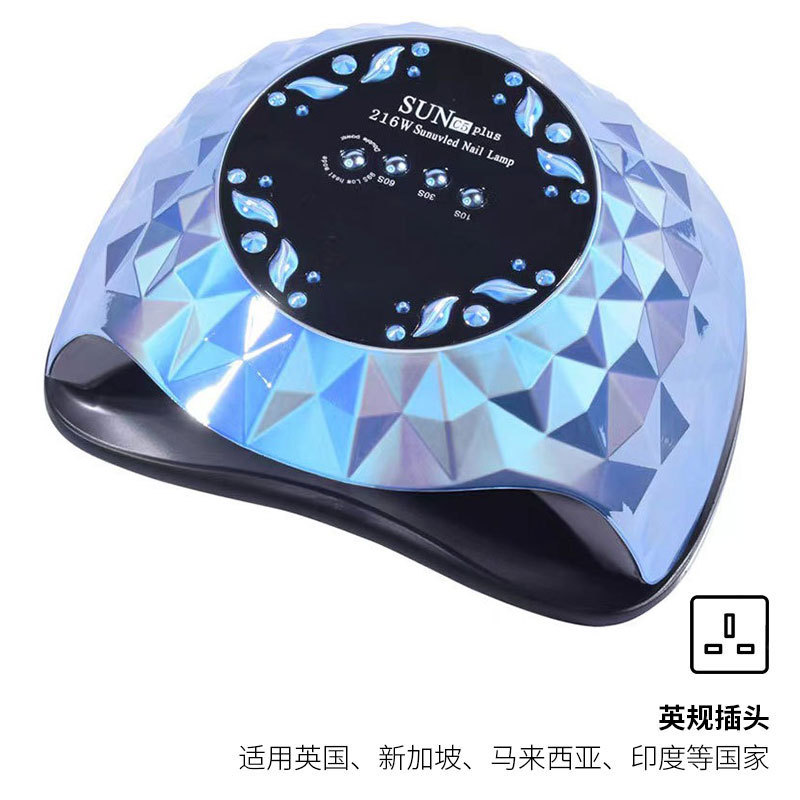 Lámpara de uñas de alta potencia Amazon de 216W, lámpara de fototerapia para uñas, secado rápido, lámpara de curado de gel para uñas de salón, lámpara de curado de esmalte de uñas, transfronteriza