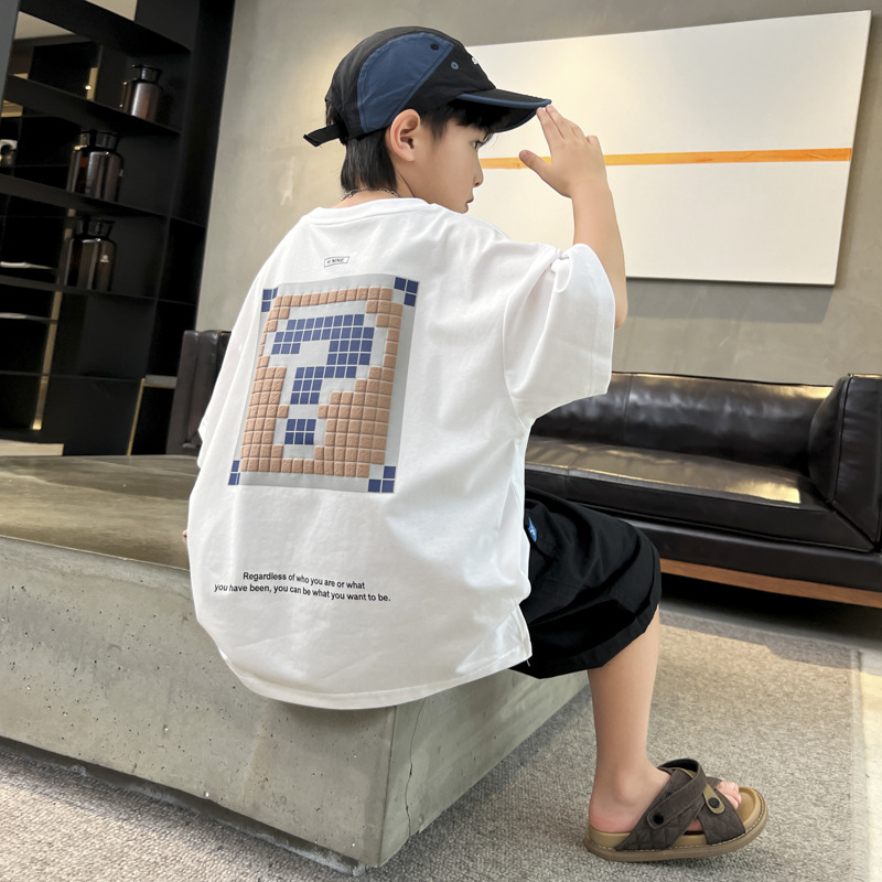 Outfit per ragazzi, stile da grandi ragazzi, 2024, nuovi pantaloncini estivi a maniche corte per bambini, set da due pezzi, alla moda, fresco e comodo_voghion.com