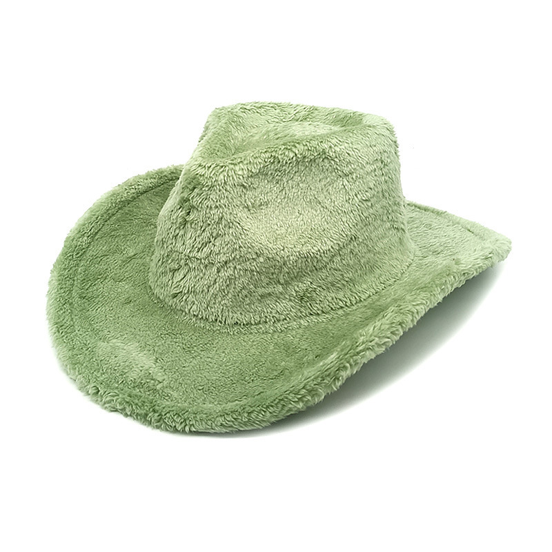 Chapeau western en fourrure de lapin pour femme, chapeau en laine d'automne et d'hiver, chapeau de protection solaire à large bord tendance en feutre pour homme_voghion.com