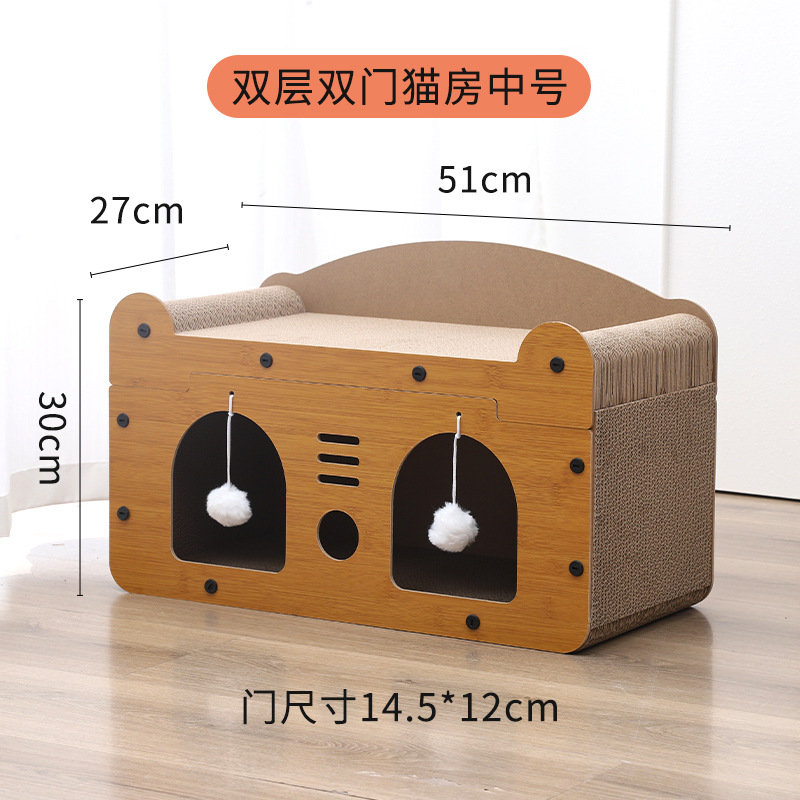 Cama y rascador integrados para gatos, tamaño grande, anti-desgarro, rascador vertical para gatos tipo sofá, casa para gatos con rascador engrosado.