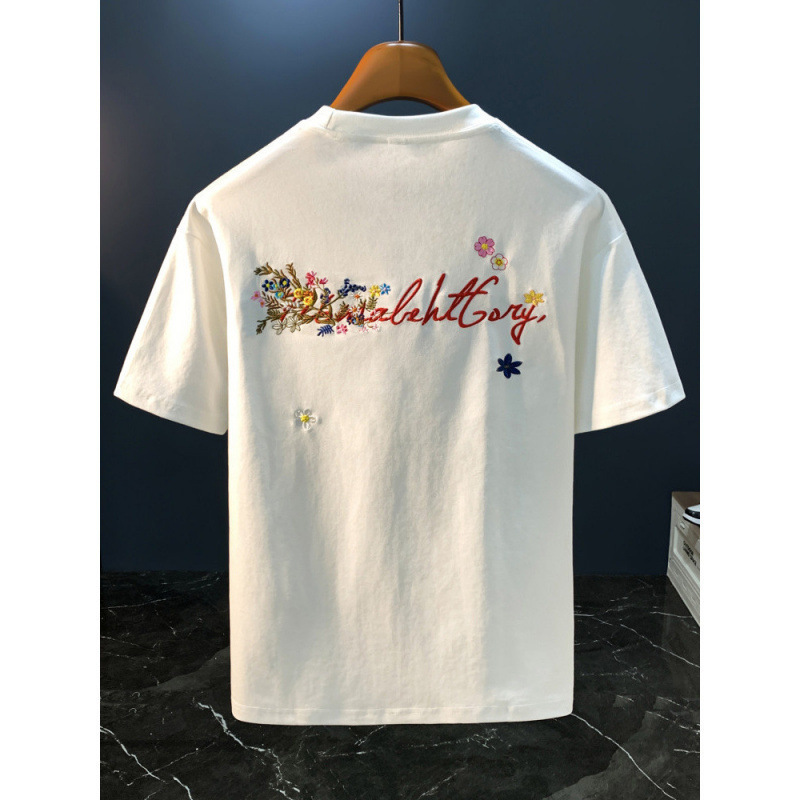 High-End Quality Thin Embroidered T-Shirt for Men 2026 New Summer Short-Sleeved Clothing Half-Sleeved Round Neck Trendy Brand T-Shirt High-End Quality Thin Embroidered T-Shirt for Men 2026 New Summer Short-Sleeved Clothing Half-Sleeved Round Neck Trendy Brand T-Shirt
