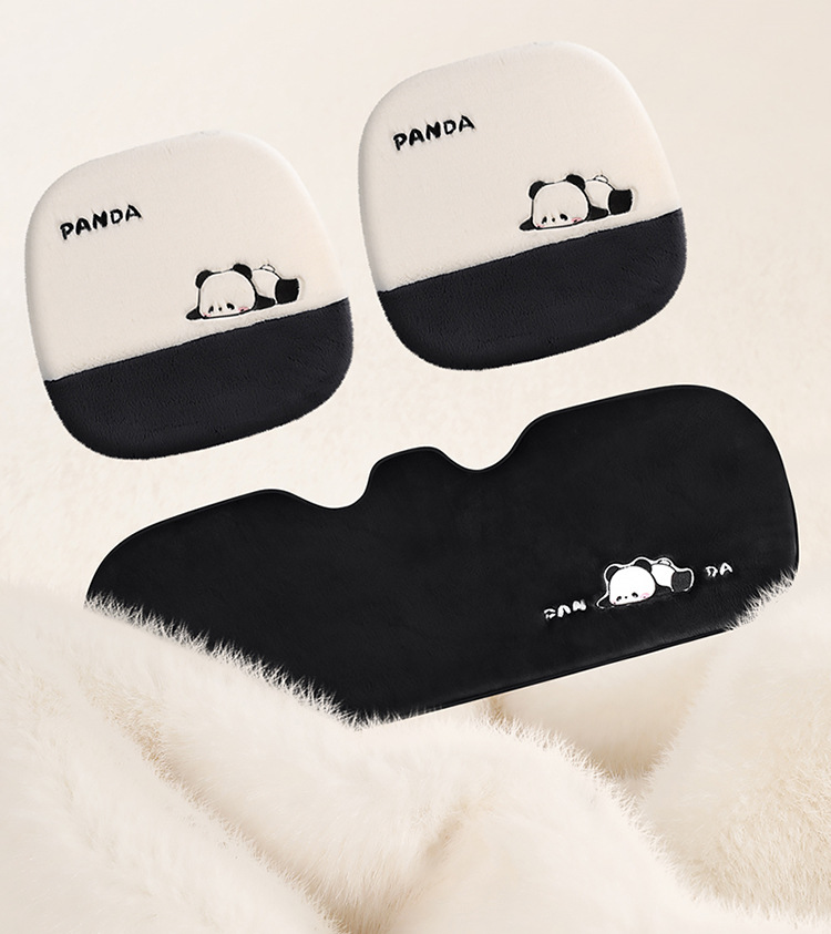 Winter car seat cushion cartoon plush cushion car seat cushion rear universal warm three-piece plush non-slip seat