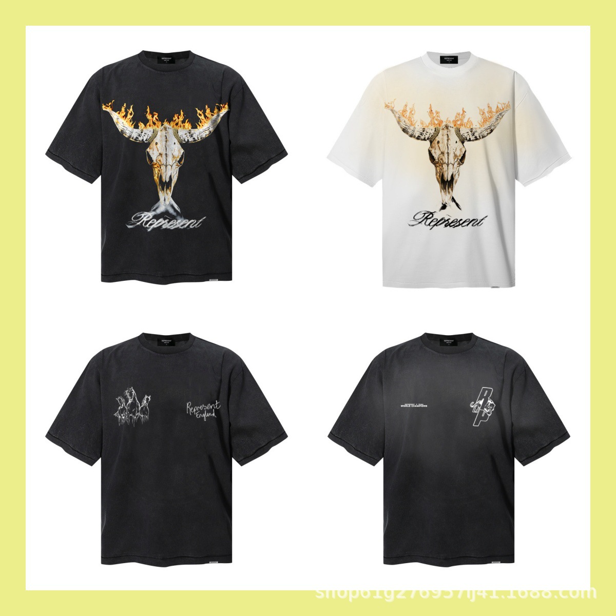 26S American Trendy Brand Represent Letter Printed Short-Sleeved Loose Trendy Versatile Tee Summer Youth Casual T-Shirt