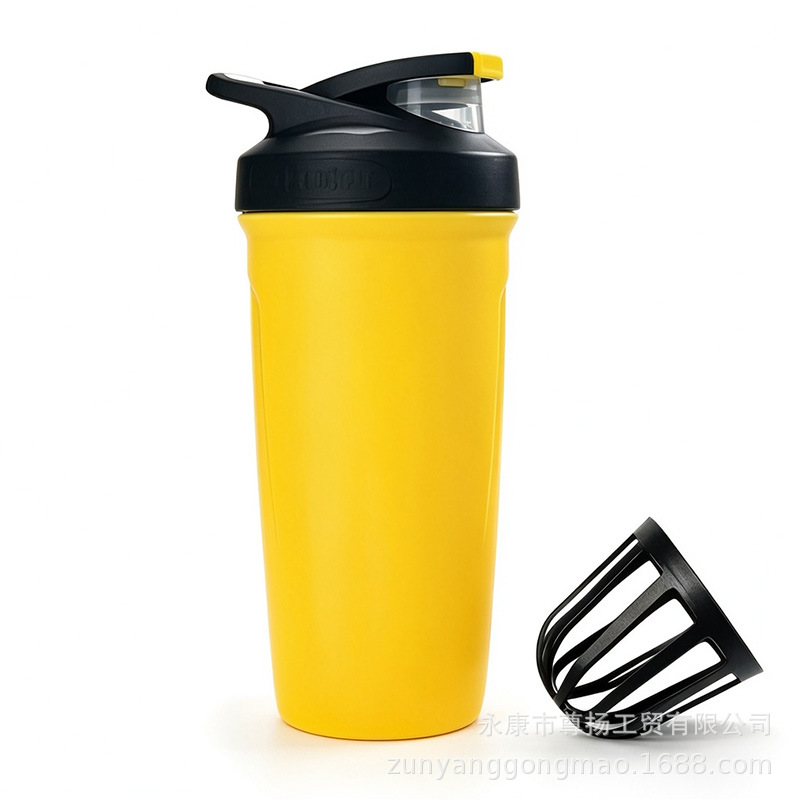 2026 nueva taza de mezcla de polvo proteico Copa de batido de ejercicio multifuncional taza de batido de ejercicio de una sola planta conveniente con mango para sacudir la taza