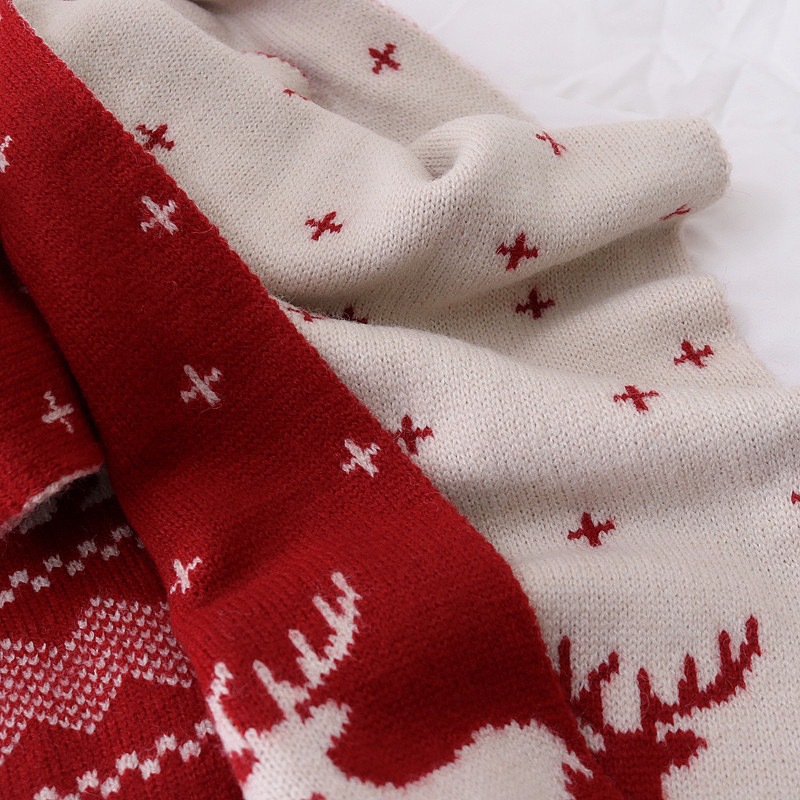 Knitted Scarf For Men And Women Red Winter Warm Autumn Neck Warmer_voghion.com