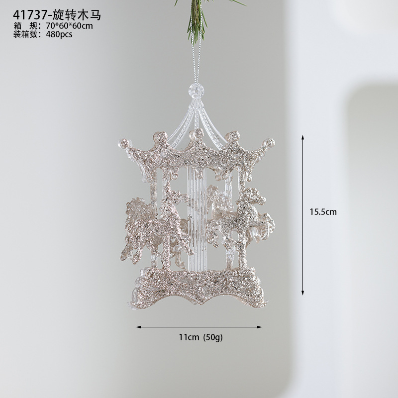 Buscando madera, árbol de Navidad transfronterizo, colgante de acrílico, campana, carruaje de calabaza, carrusel, colgante decorativo de bailarina