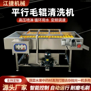 海蛎子平行毛辊清洗机 生蚝竹笋毛刷去泥机 橙子柑橘苹果打蜡机
