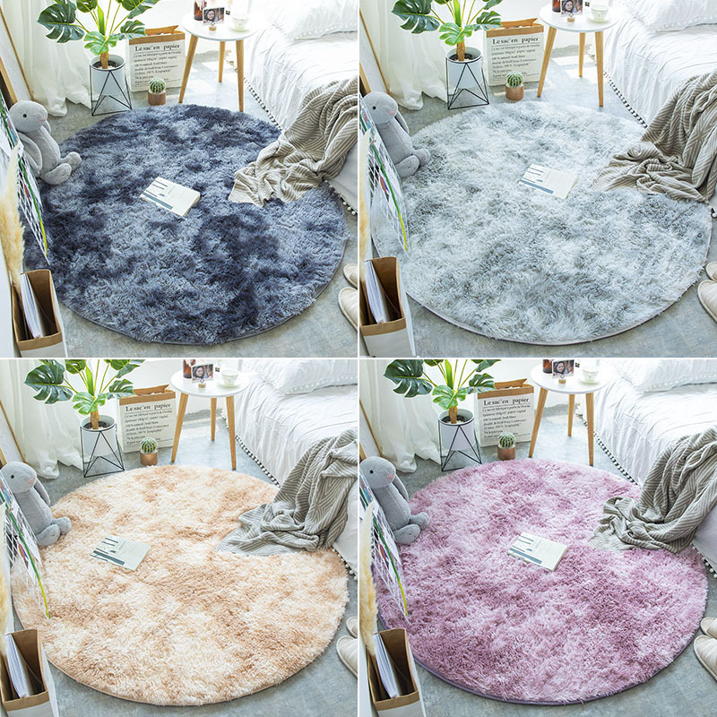 Nordic round carpet silk wool living room coffee table cute bedroom bedside computer chair hanging basket yoga floor mat home