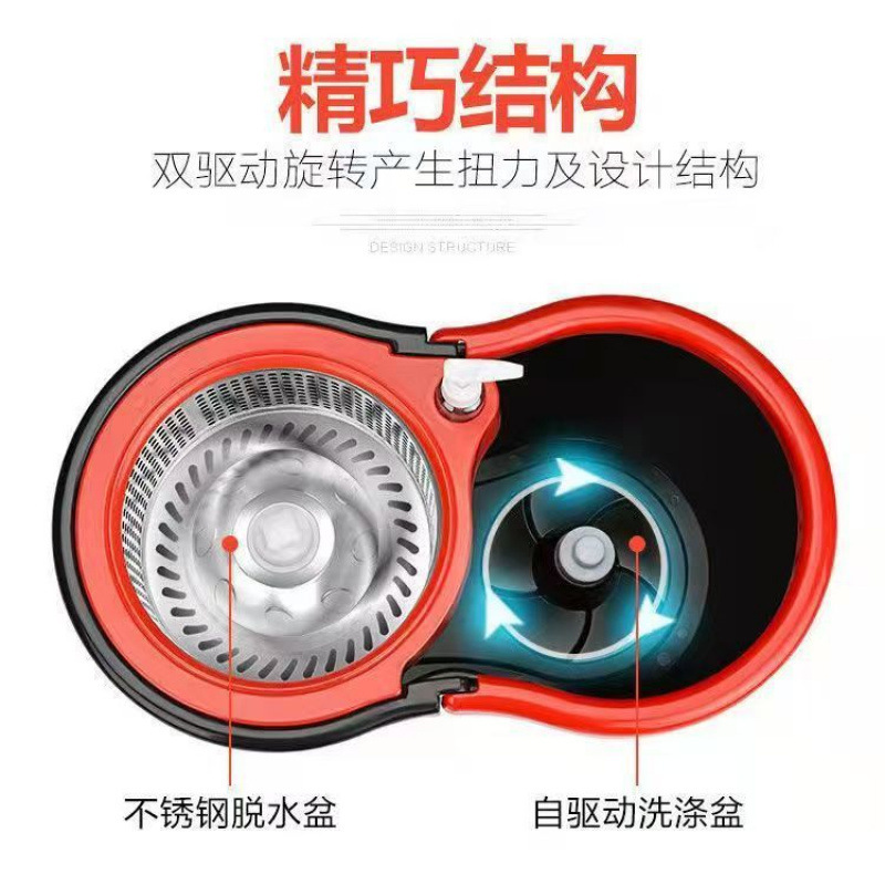 Nuevo tipo de deshidratación automática doméstica sin lavado a mano trapador giratorio artefacto deshidratación barril trapador grueso tela de muelle arrastrar limpio