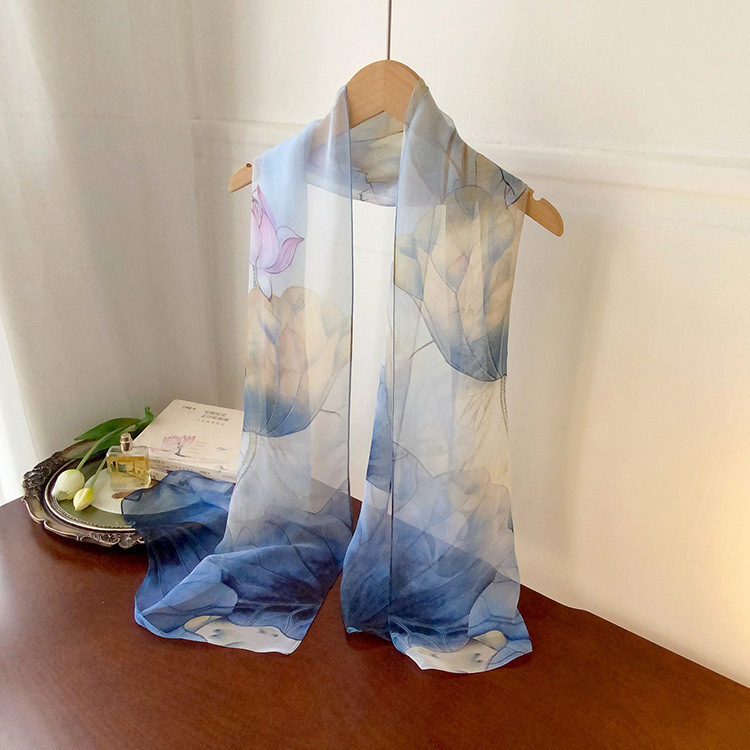 2025 Edition Cicada Wing Floral Silk For Women, Spring And Autumn Thin Fashion Versatile Georgette Multi-color Printed_voghion.com