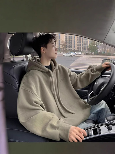 Men's Heavyweight Hooded Sweatshirt New Arrival Autumn/Winter Padded Top American Style Trendy Brand Loose Men's Outerwear