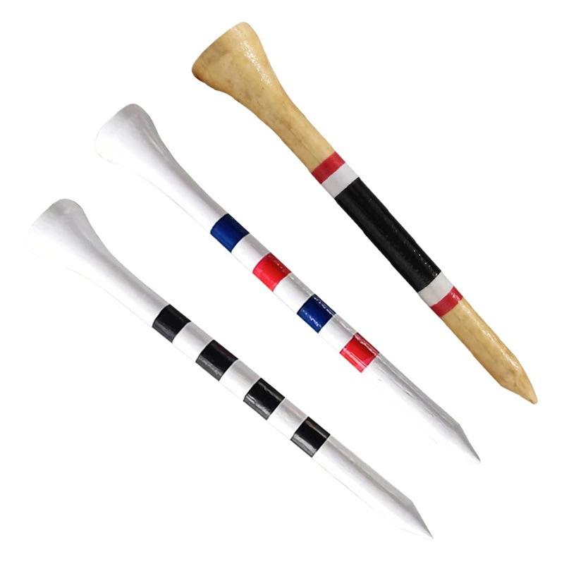 Деревянные шипы для гольфа, прямые поставки с фабрики, красочная полосатая футболка 70-8 мм, футболка с логотипом на заказ