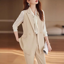 【炸裂出口2】销售高端优雅工作服套装文员秋冬马甲外套三件套