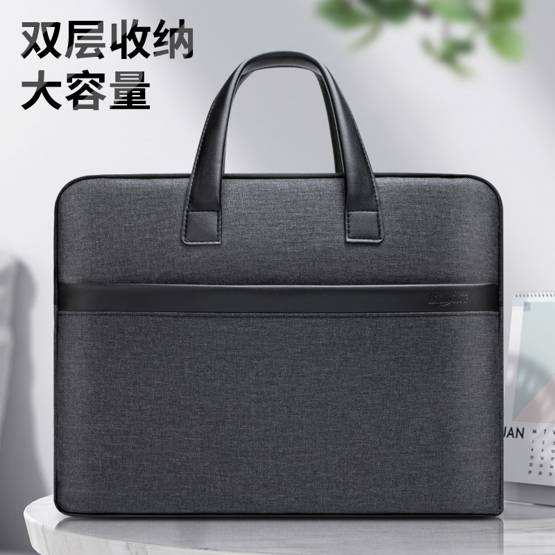 to work in an office portable Briefcase business affairs man multi-function zipper Package capacity waterproof Meeting Computer package