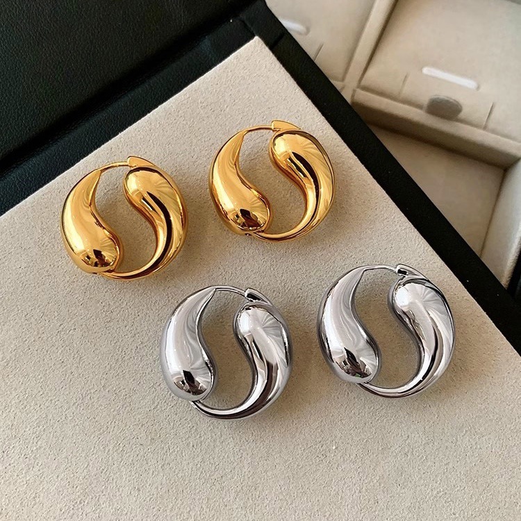 Geometric Pattern Women's Gender 1 Pair Modern Style Geometric Plating Copper 18k Gold Plated Earrings