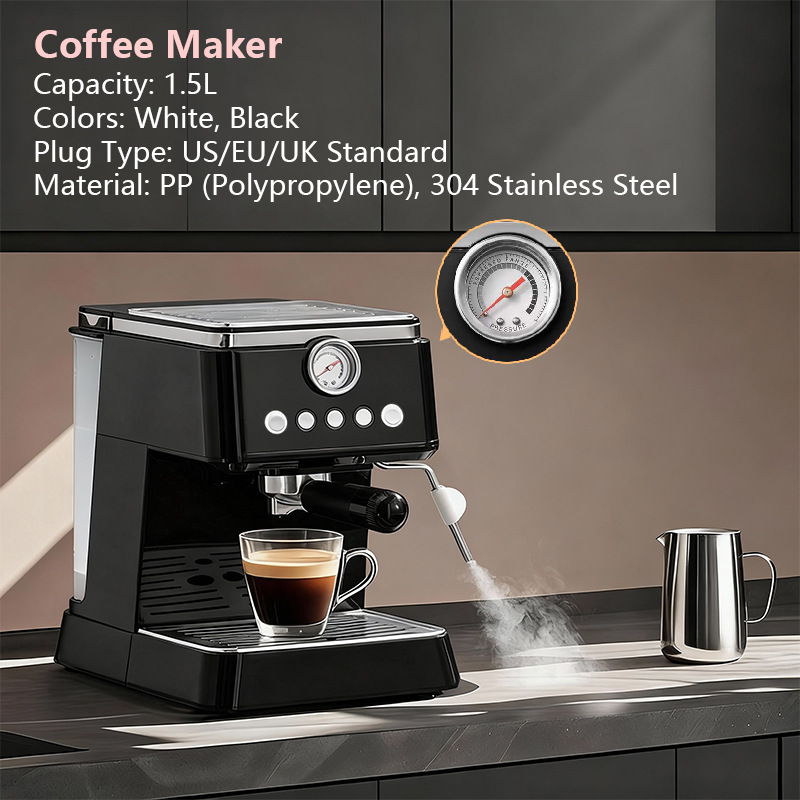 New Espresso Machine Cross-Border Hot-Selling Semi-Automatic Extraction Milk Frother with Pressure Gauge Coffeemachine