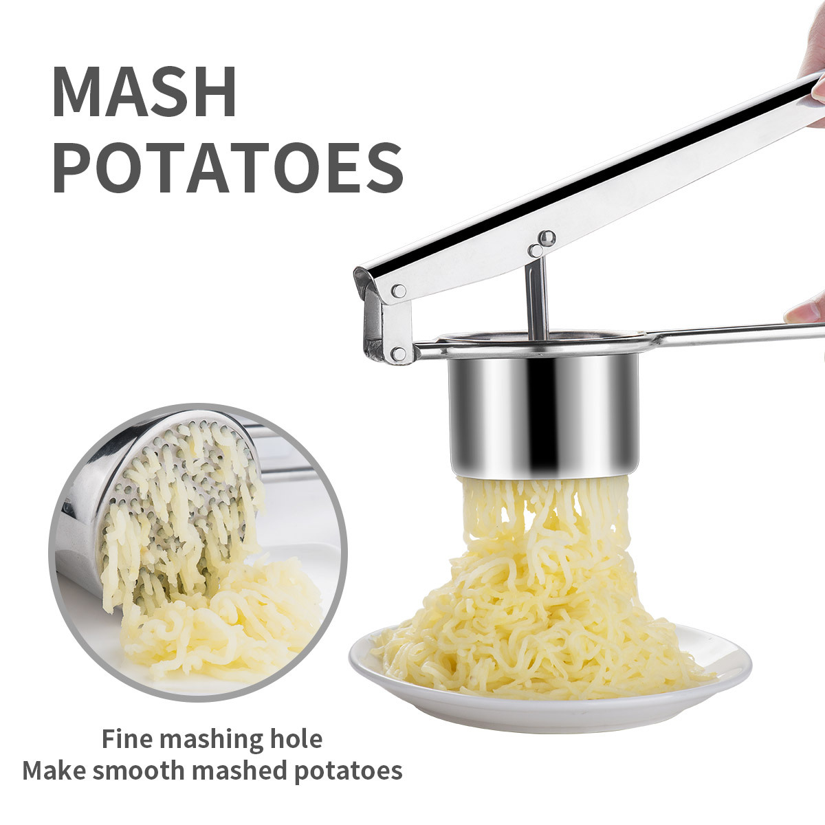 Puré de patatas máquina prensa barro mano Acero inoxidable patata calabazas trituradora fruta exprimidor herramientas alimentos para bebés