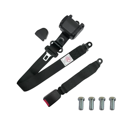 Locking Safety Belt 3C, Car seat belt - black-small-steel-hanging-ring-electrophoresis-black-k345cm-webbing-basescrews-conventional-packaging-base-and-retractor-packed-separately