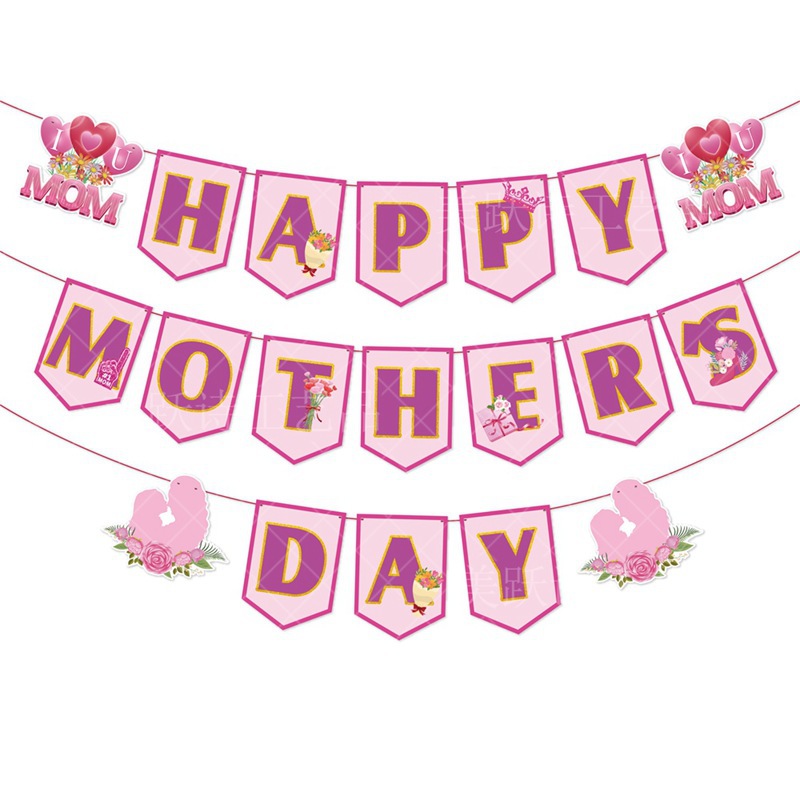 Europa y los Estados Unidos nueva decoración del Día de la Madre bandera de dibujo decoración de cumpleaños de la madre bandera de dibujo de fondo