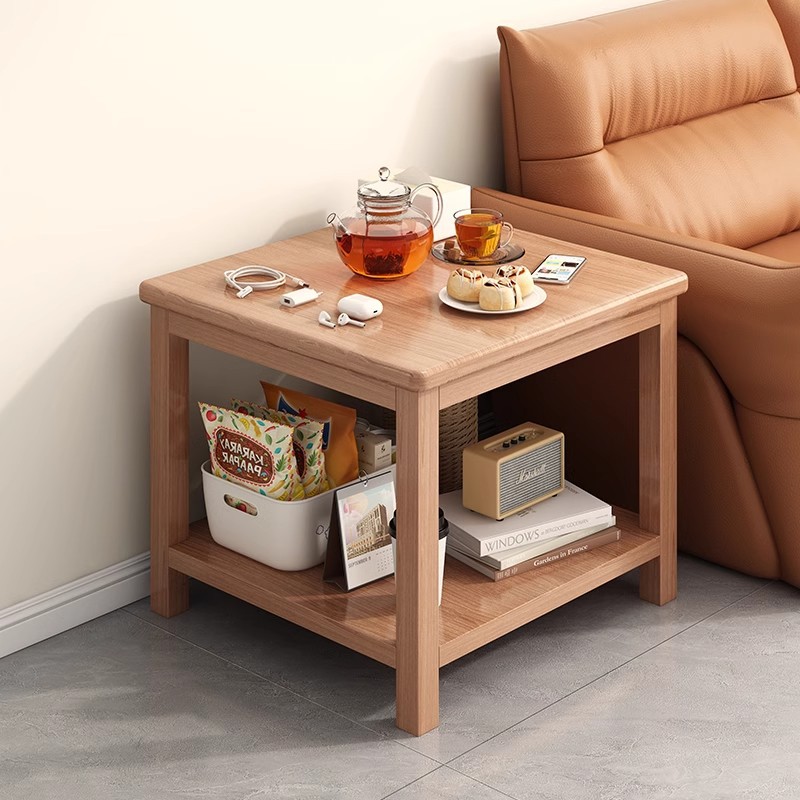 Mesa de té de madera sólida, varios lados de la sala de estar casera, estante moderno simple, mesa de té de balcón