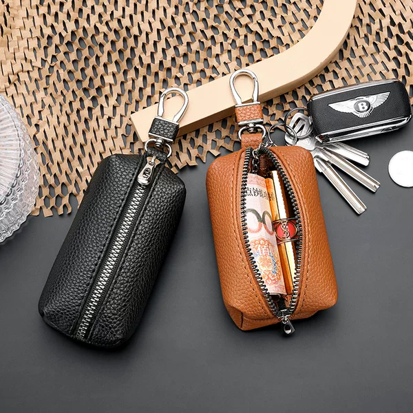 Genuine Leather Texture Key Large Capacity Key Bag Multi-Functional Men's and Women's Home Zipper Key Universal New Car Bag