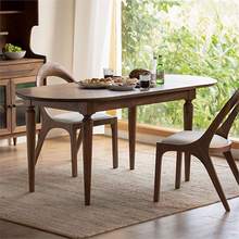 北美黑胡桃木可折叠日式实木伸缩半圆桌子小户型饭桌复古家用餐桌