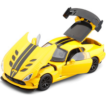 JKM1/32道奇蝰蛇合金汽车模型拉花赛车声光玩具仿真金属跑车盒装