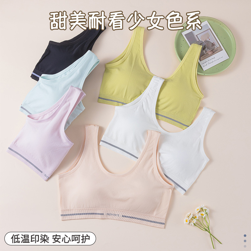 中学生 思春期 美背中 女の子 ベスト シームレスブラ 成長期専用 固定ボトムバック 高校生カップ 女の子|undefined