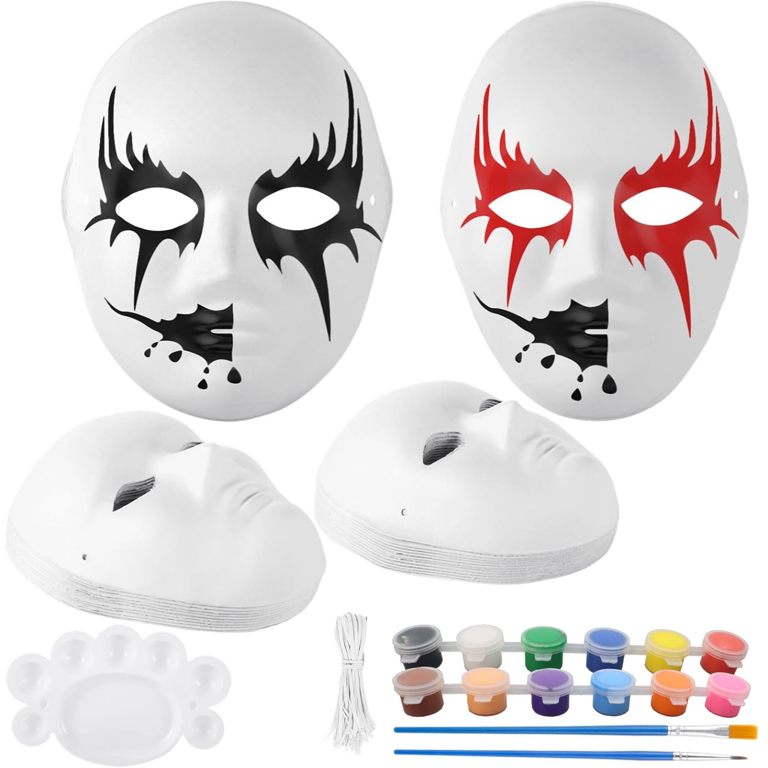 Amazon DIY pulpa máscara de Halloween máscara de graffiti en blanco pintado a mano props de jardín de infantes actividades hechas a mano