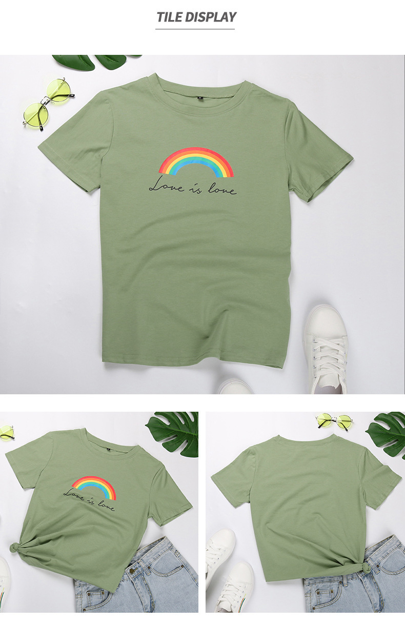 Women's T-shirt Short Sleeve T-shirts Printing Casual Classic Style Rainbow display picture 3