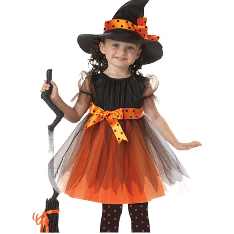Трансграничный Детский костюм на Хэллоуин 2019, европейский и американский детский косплей, костюм для выступления ведьмы