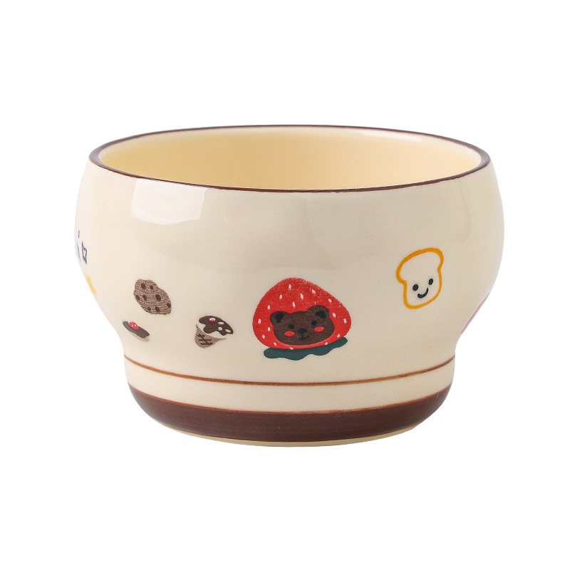Muy hermoso tazón de fresa oso plato traje hogar vajilla de cerámica lindo de alto aspecto tazón plato palillos cuchara combinación