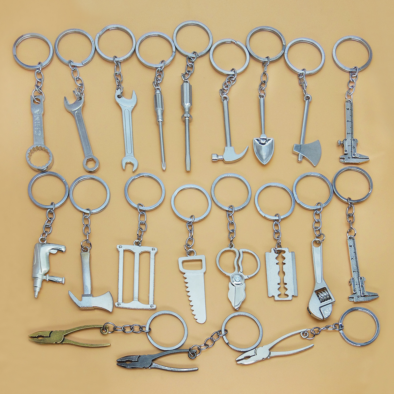 Cross-border Mini Simulation Tool Keychain Pendant, Metal Wrench, Pliers, Hammer, Creative Men's Small Gift, In Stock_voghion.com