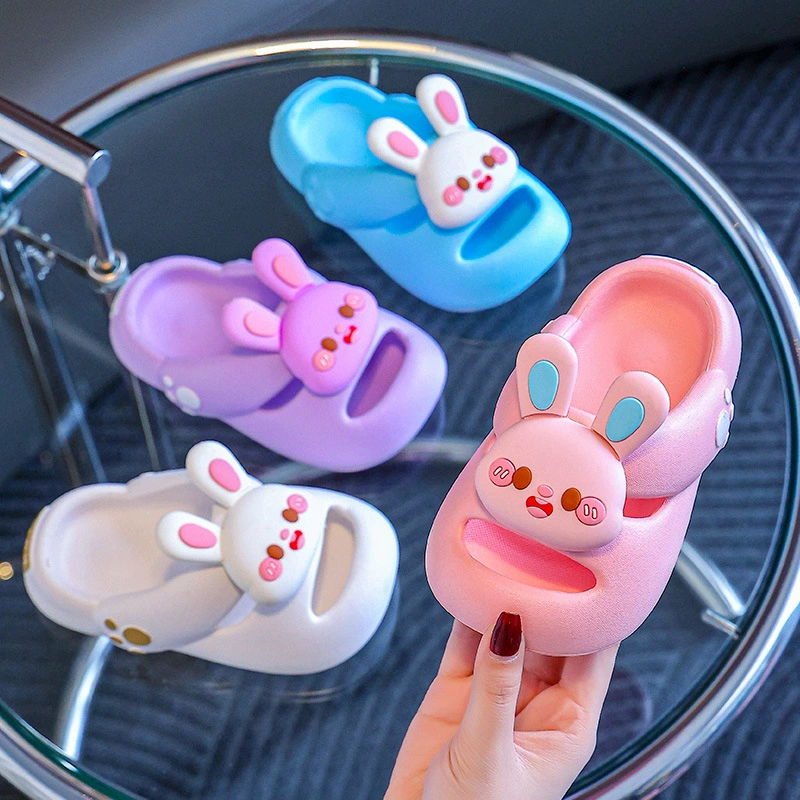 Детские тапочки, Нескользящие, не воняющие лапки, детские тапочки с кроликом, домашние, милые летние сандалии для девочек и мальчиков
