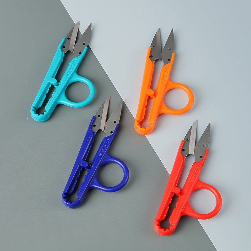 多彩塑料护指纱剪十字绣裁缝防疲劳小剪刀家用服装线头剪刀鱼线剪