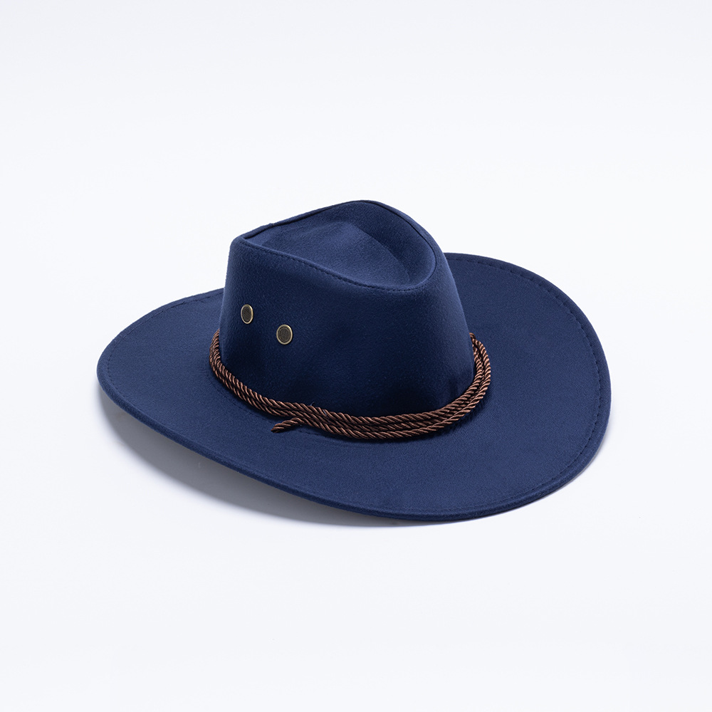 Cross-Border Denim Hat, Suede Outdoor Sun Hat, Men's Riding Hat, Large Brim, Vintage French Style