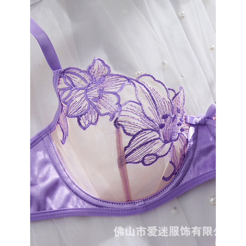 欧美新款刺绣女装文胸内衣薄款钢圈女士文胸套装工厂直发25059|undefined