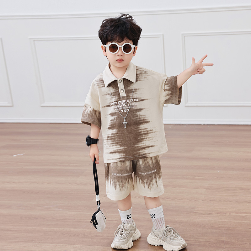 7190 Camisa POLO de verano para niños Traje casual de manga corta para niños 2025 Nuevos pantalones cortos Ropa deportiva Bebé delgado