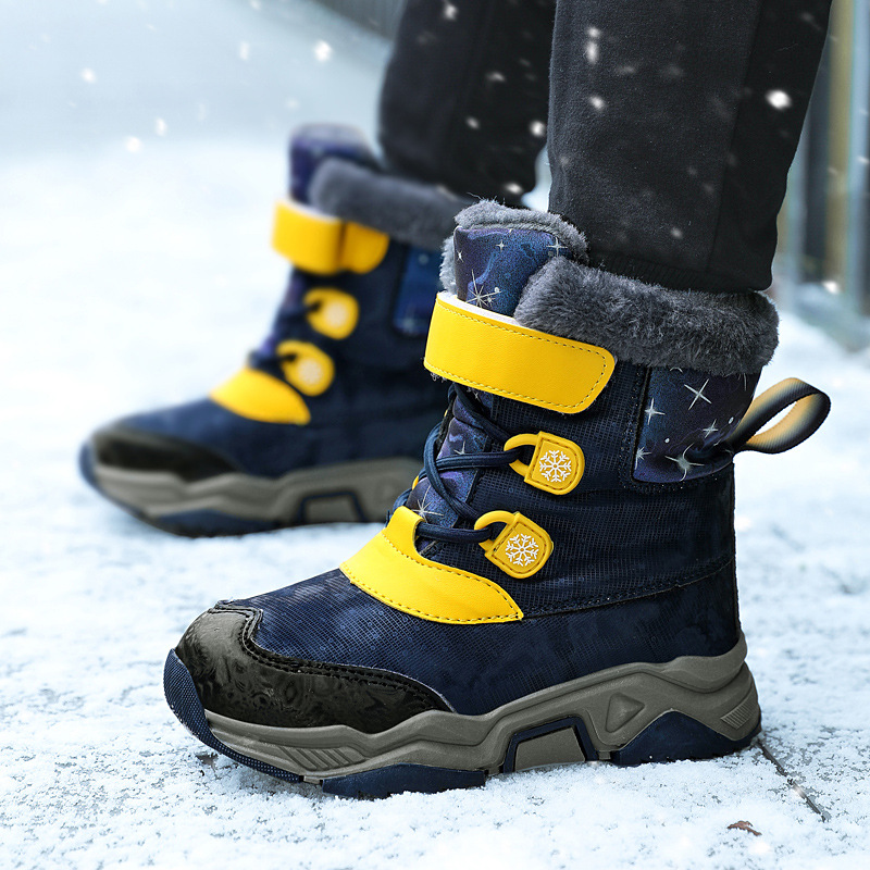 Stivali da neve per bambine con peluche invernale e spessi di medie e grandi dimensioni, stivali per bambini, scarpe antiscivolo in cotone per bambini_voghion.com